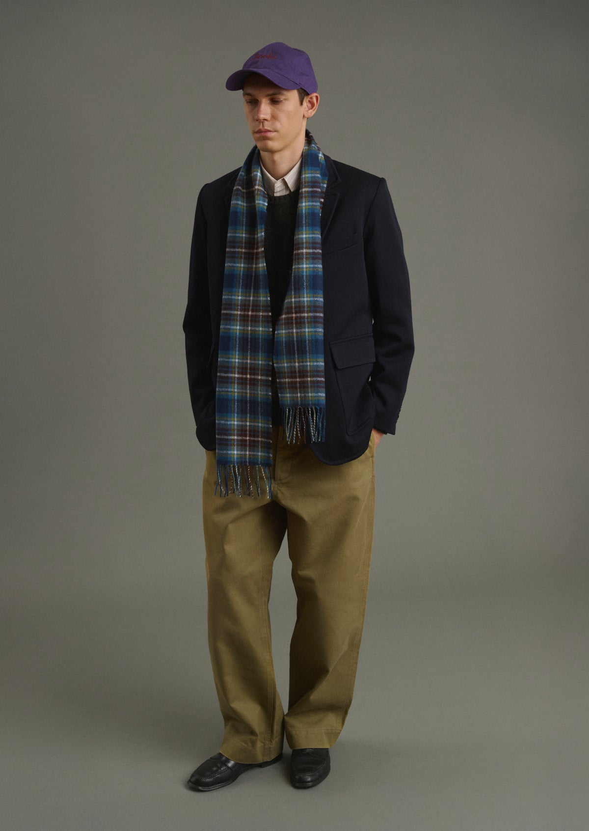 Kela Scarf - Blue and Brown Scottish Wool for Men - Soeur