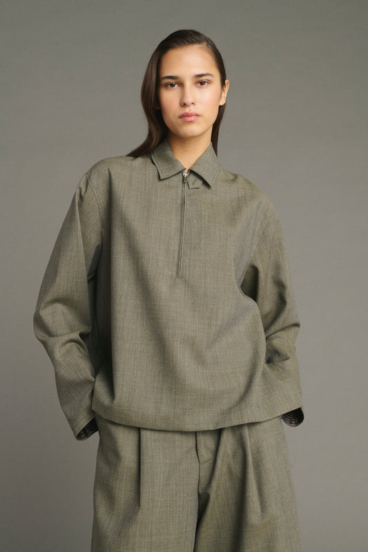 Jessie Blouse - Sage Green - Wool - Women