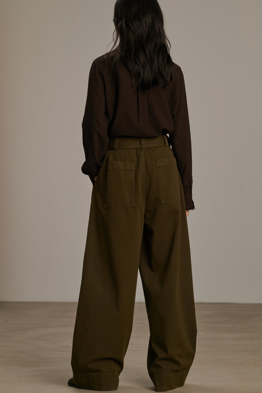 Vagabond trousers - Dark Khaki - Cotton - Women