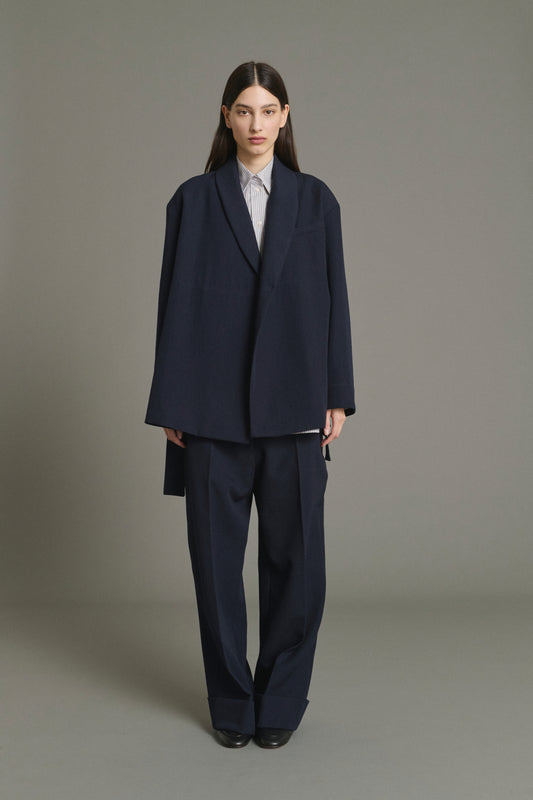 Come Jacket - Navy - Wool - Women