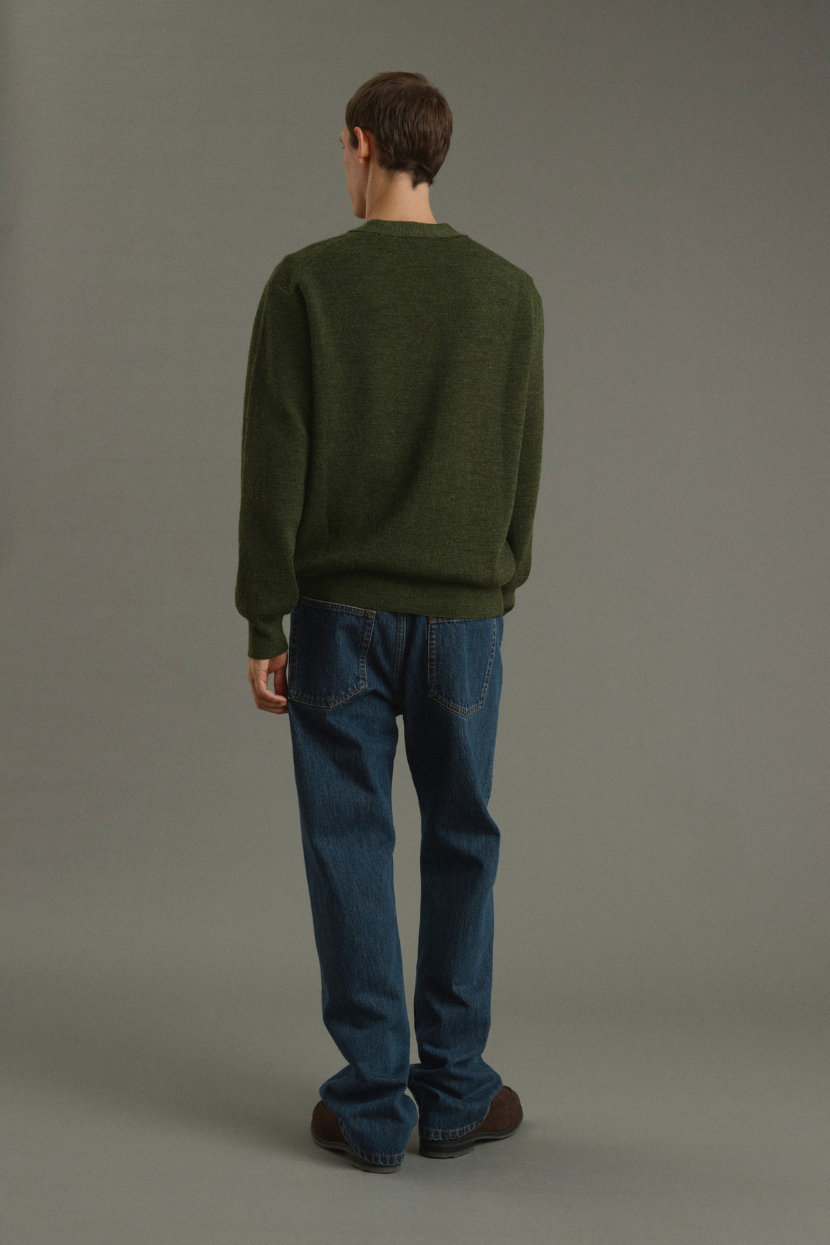Cardigan Romeo - Dark Khaki - Wool - Men vue 4