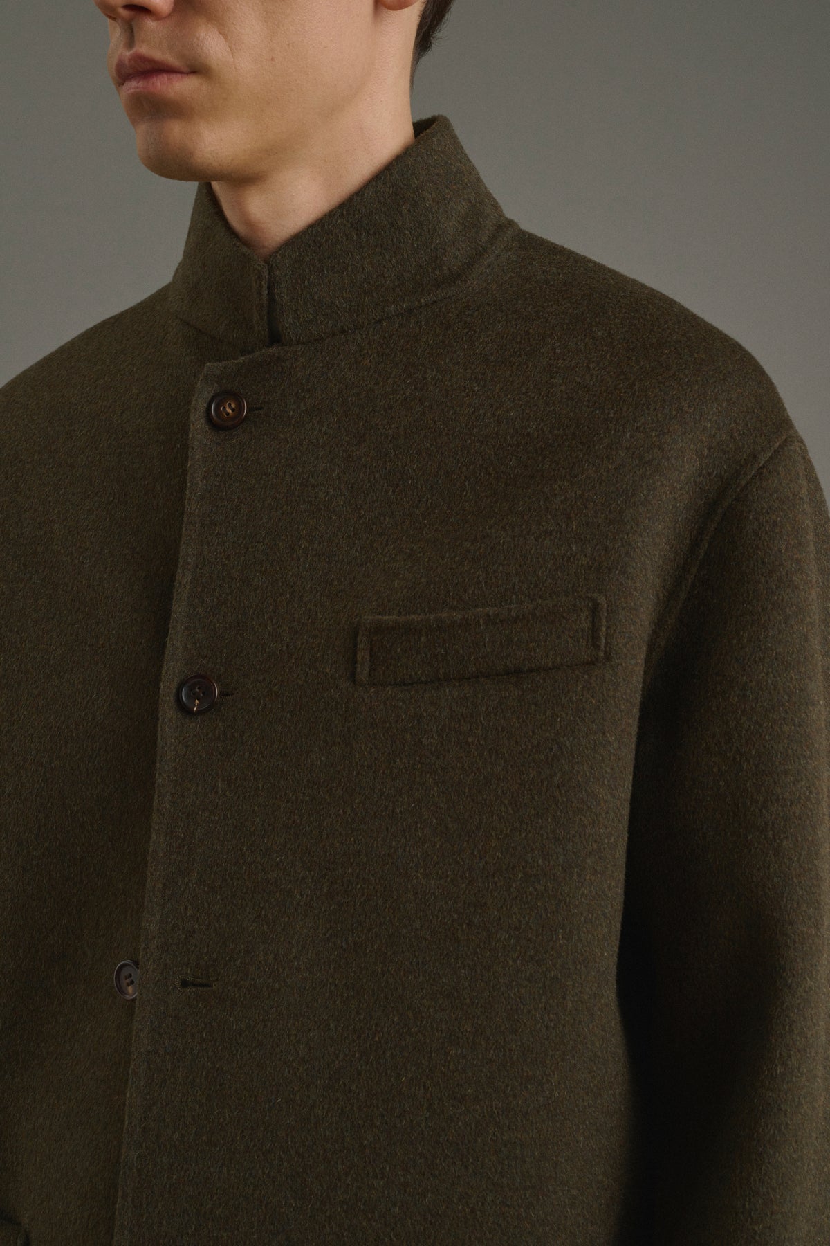 Eole jacket - Heathered Khaki - Double-Faced Fabric - Men vue 5
