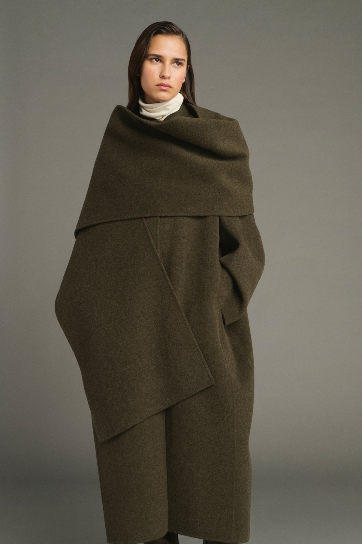 Finn coat - Khaki Marl - Wool - Women vue 2