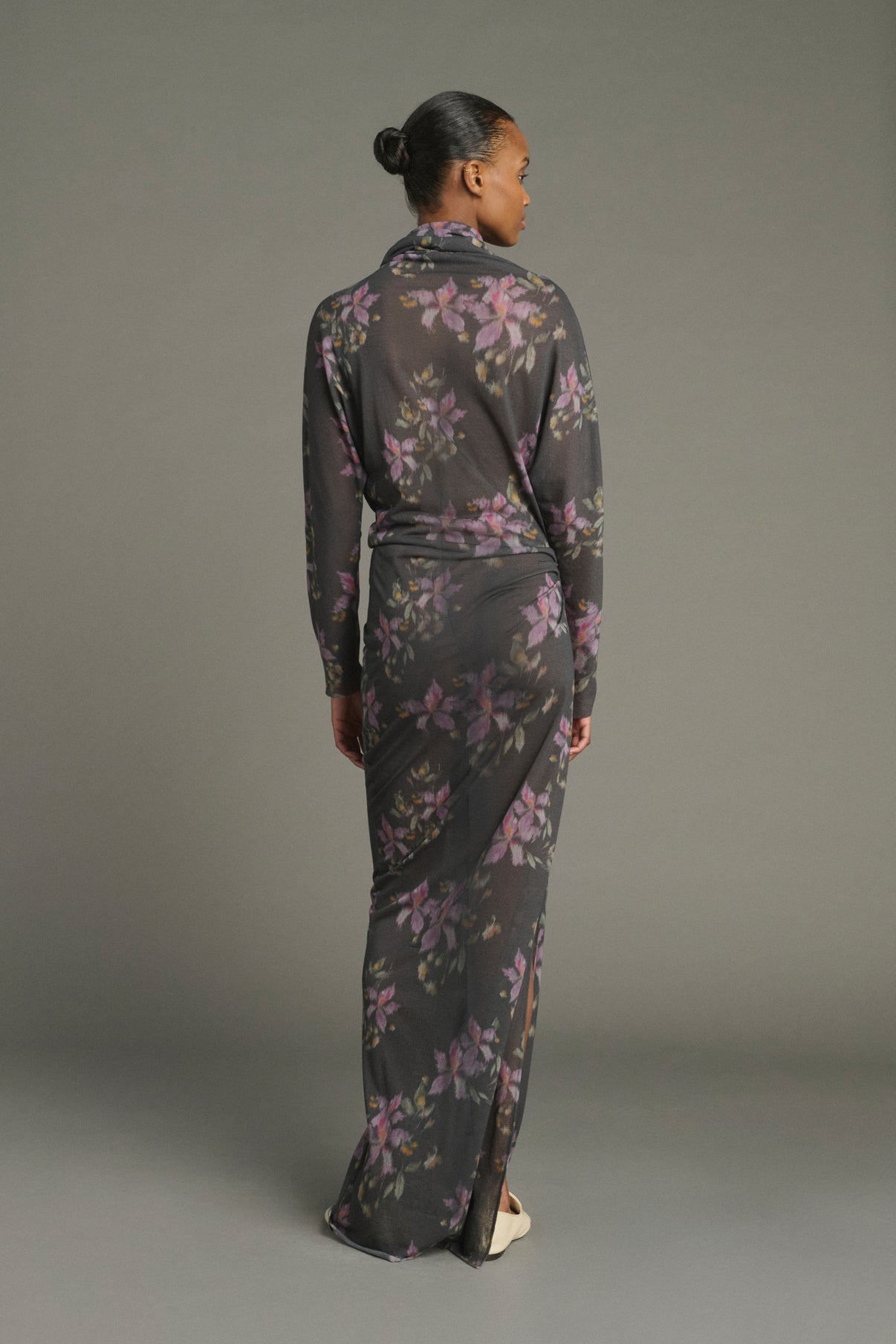 Dress Lola - Anthracite/Violet - Cotton - Women vue 2