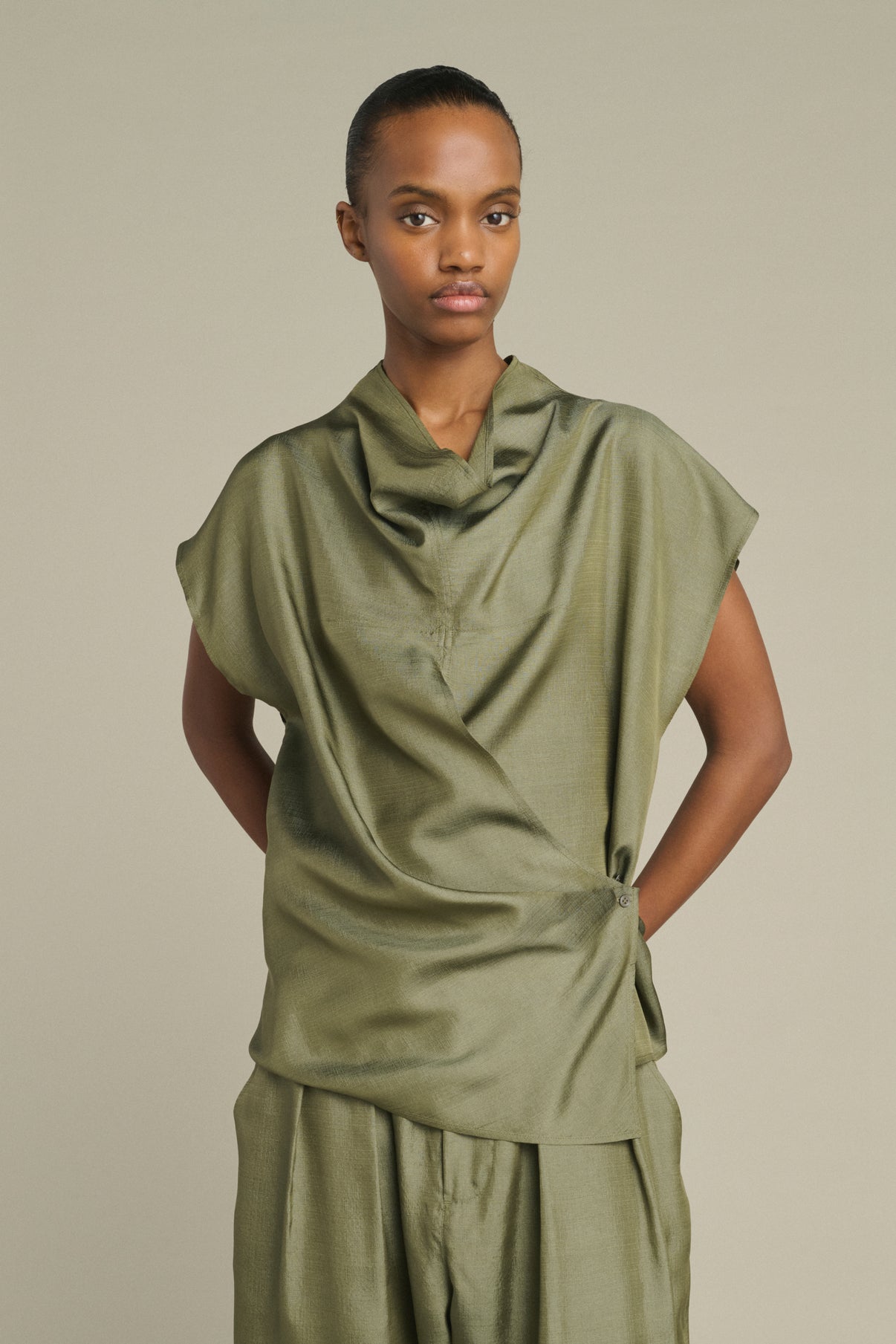 Kora blouse - Sage Green - Silk - Women vue 1