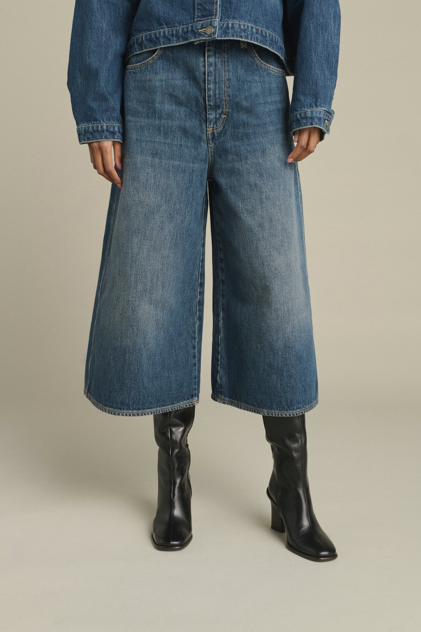 Joyce Bermuda Shorts - Washed Blue Denim - Cotton - Women