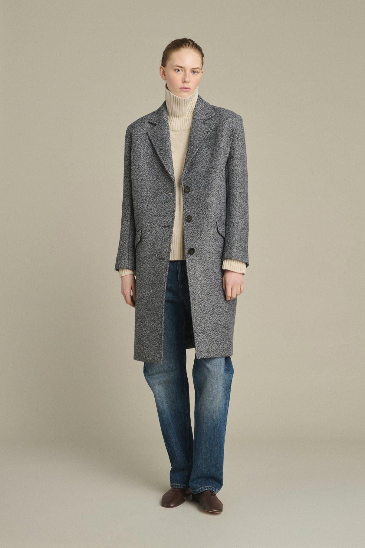 Leon Coat - Grey/Black - Wool - Women vue 3