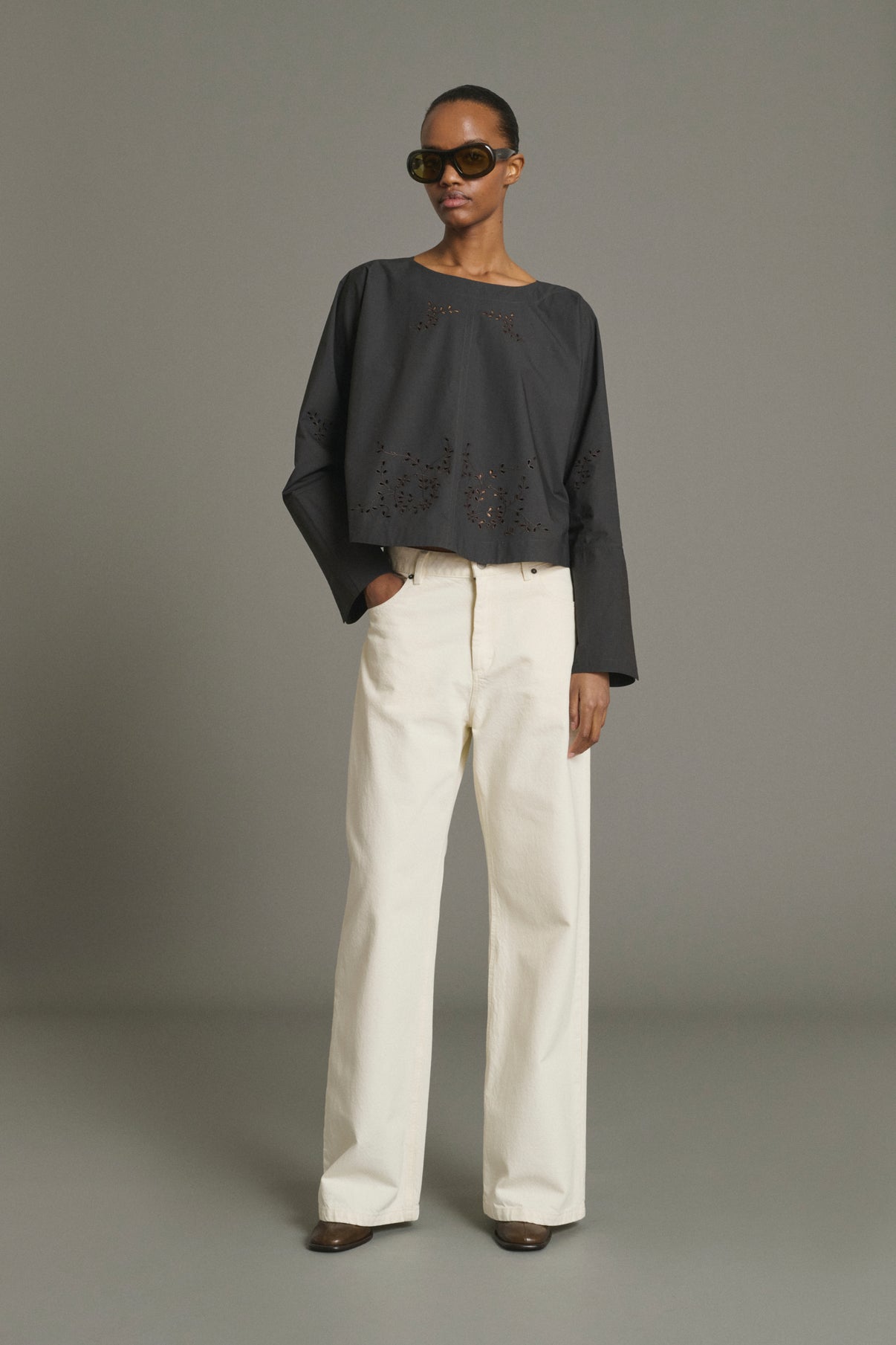 Hansel Blouse - Anthracite Grey - Cotton - Women vue 1