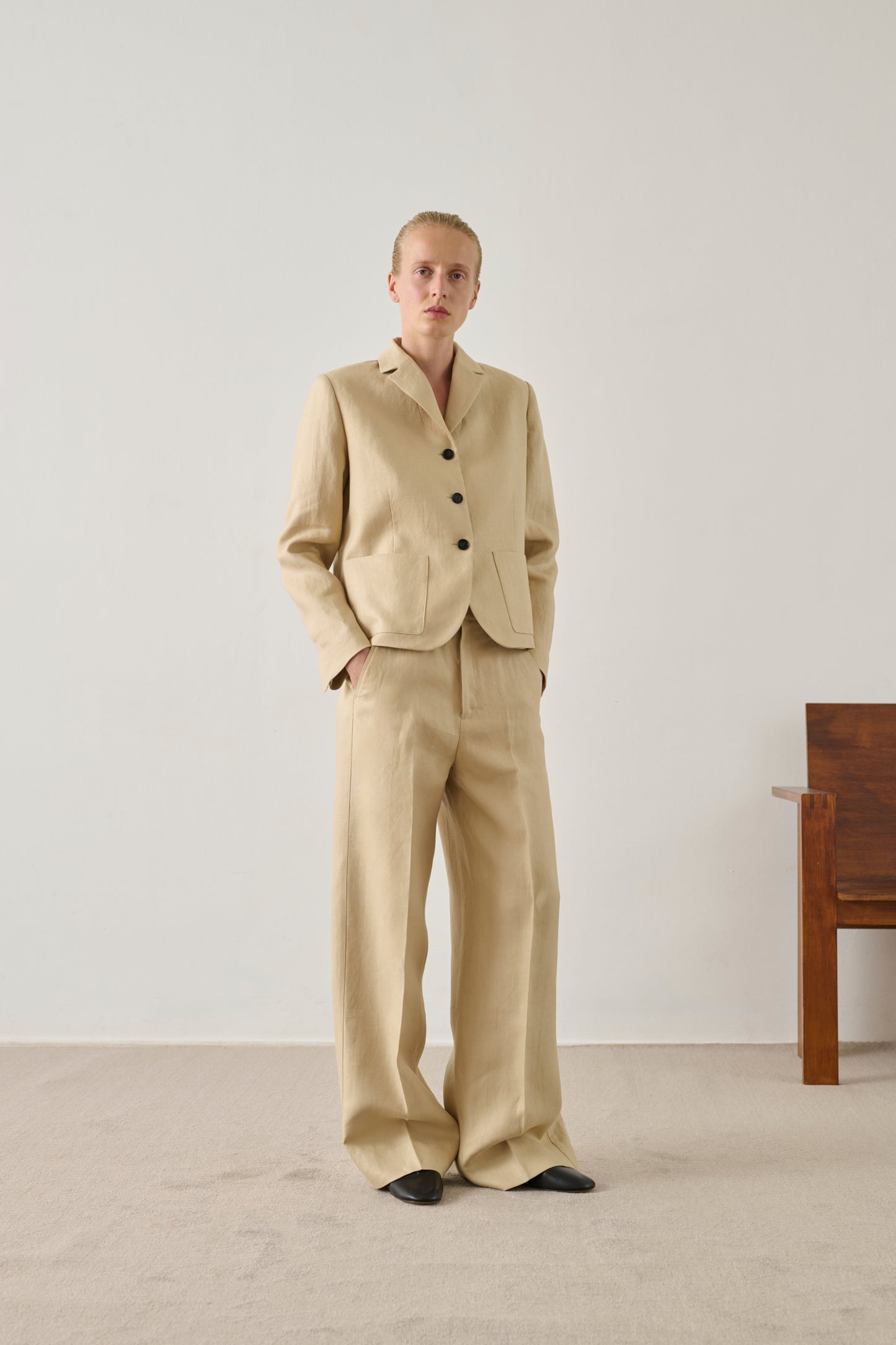 Hippolyte trousers - Powder Beige - Linen - Women