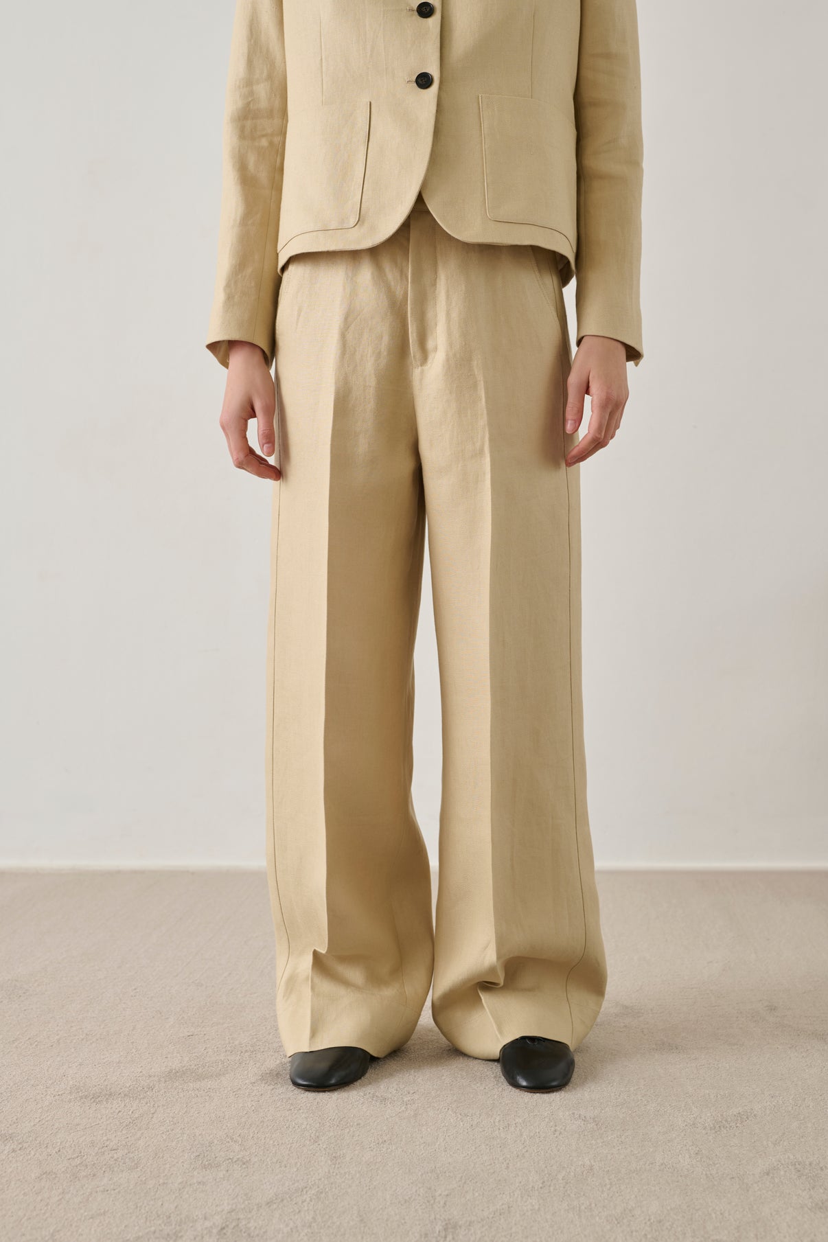 Hippolyte trousers - Powder Beige - Linen - Women vue 3