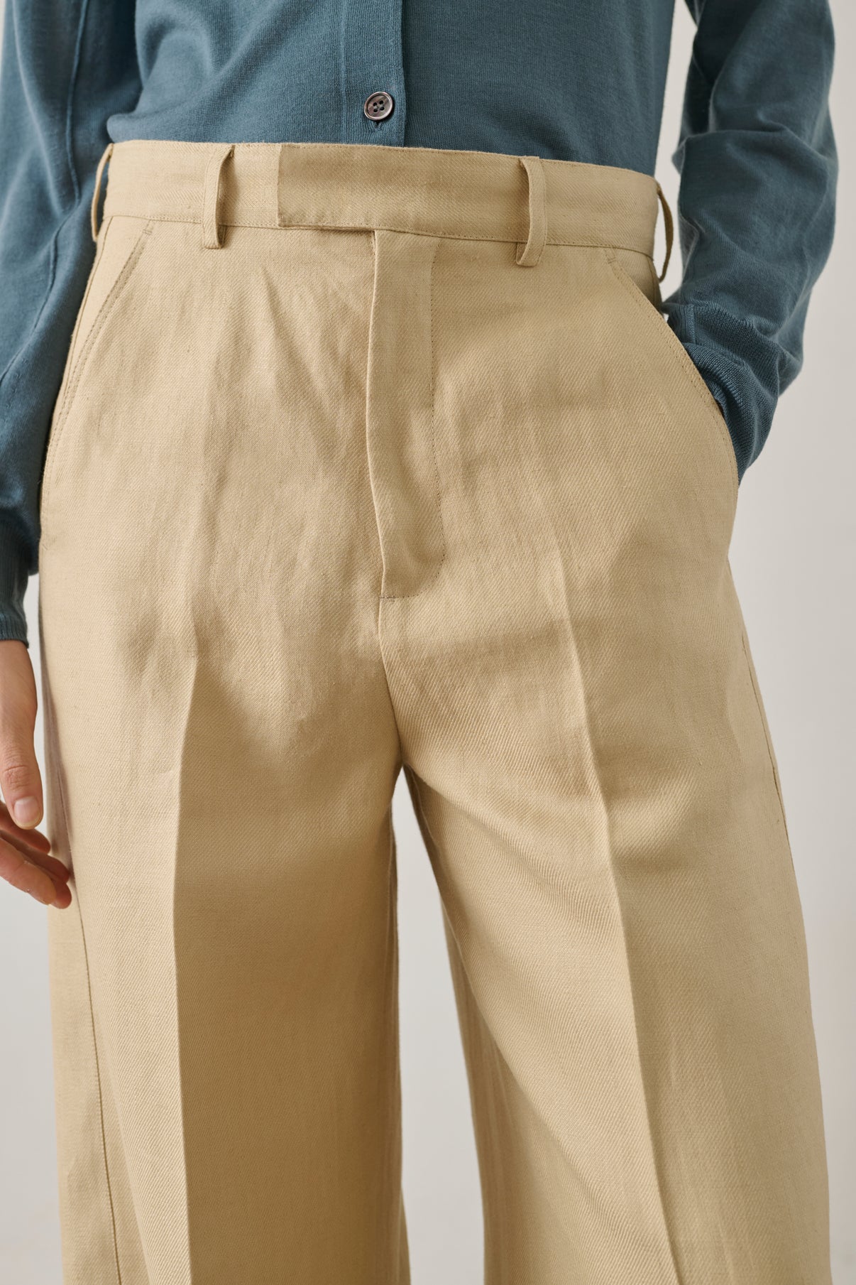 Hippolyte trousers - Powder Beige - Linen - Women vue 4
