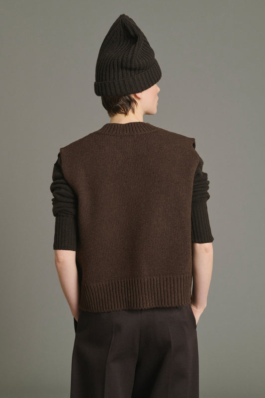Cardigan Kalyanee - Chocolate - Wool - Women