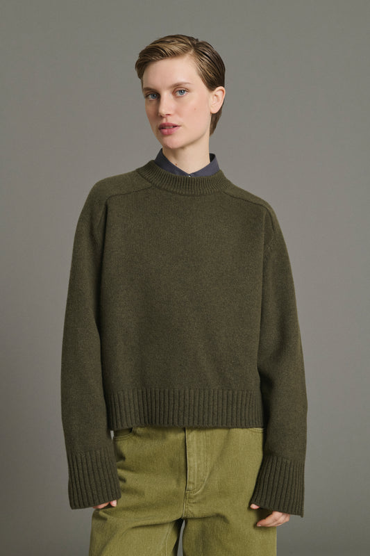 Pullover Will - Khaki Marl - Merino Wool - Women