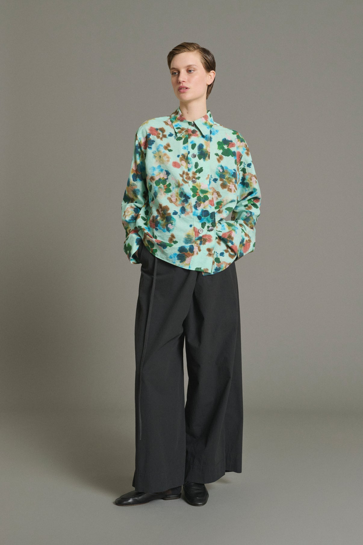 Lepic shirt - Turquoise - Silk - Women vue 3