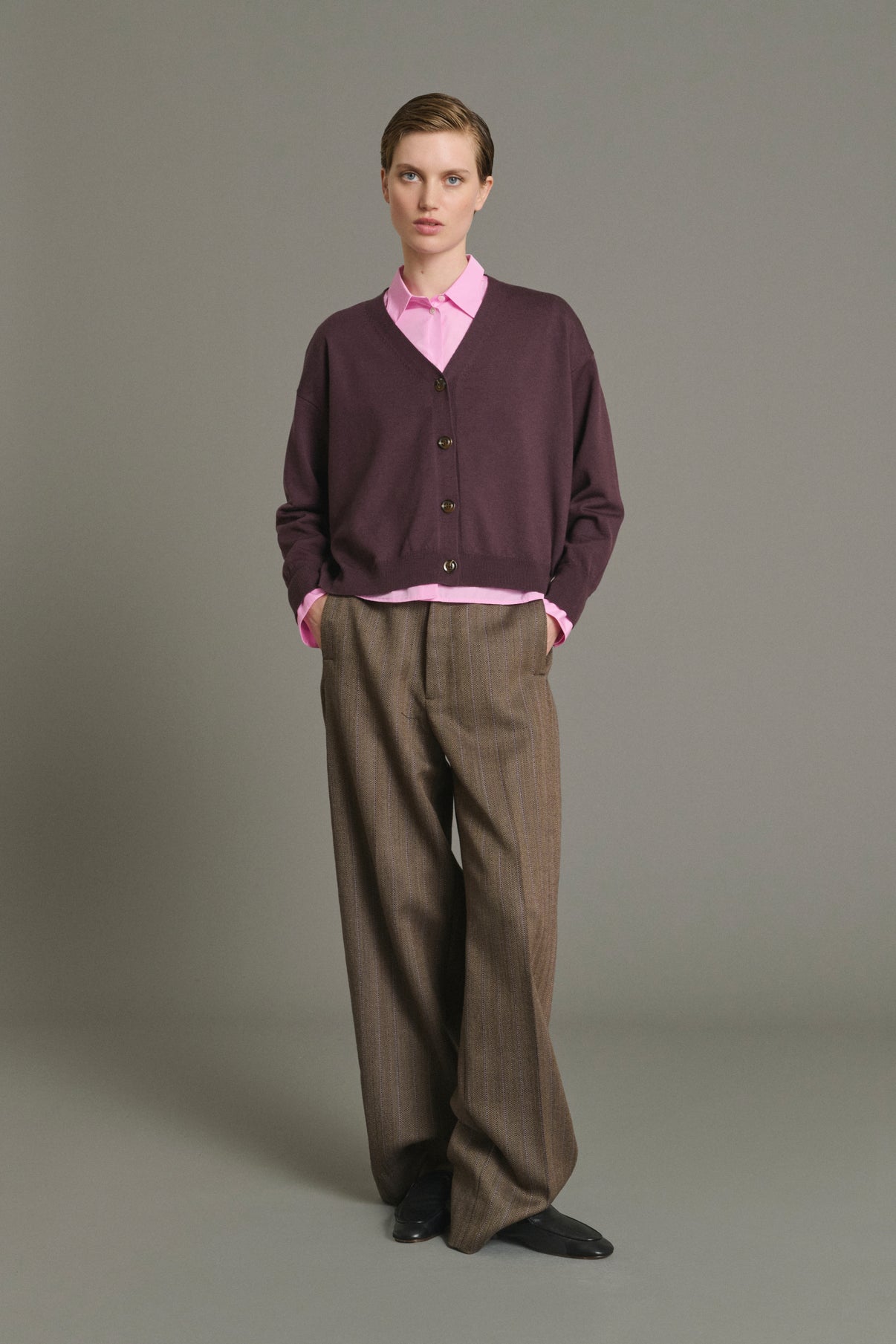 Cardigan Idem - Fig - Merino Wool - Women vue 1