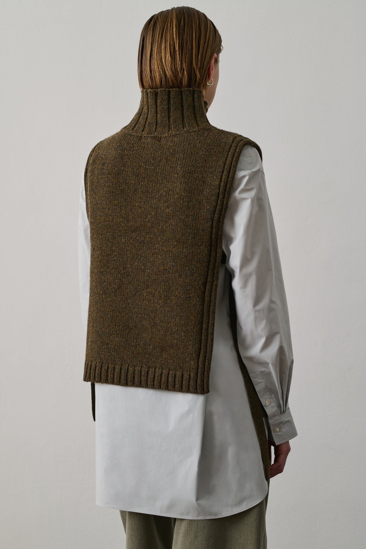 Pull Or - Kaki Chiné - Laine - Femme vue 4