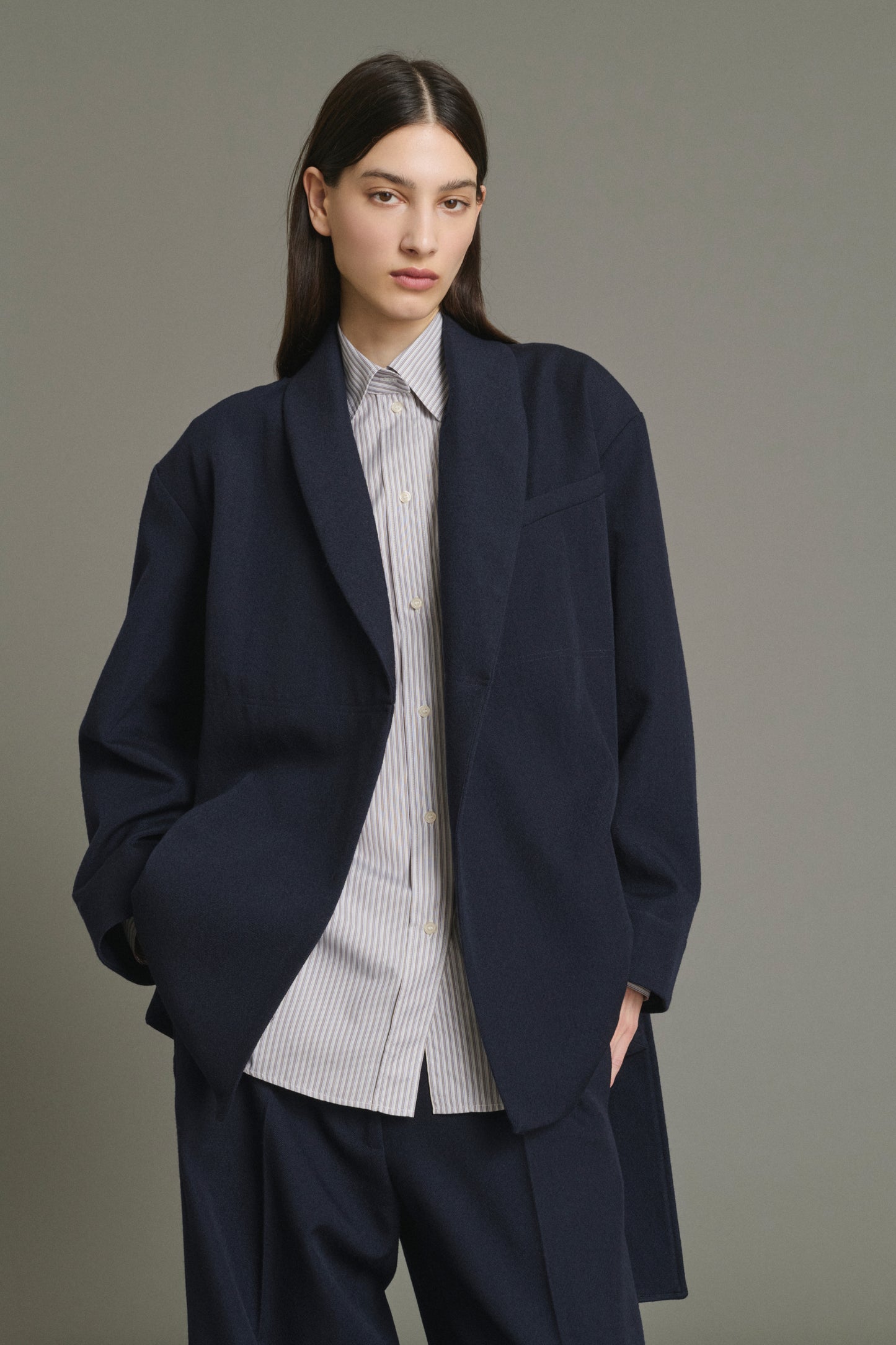 Come Jacket - Navy - Wool - Women
