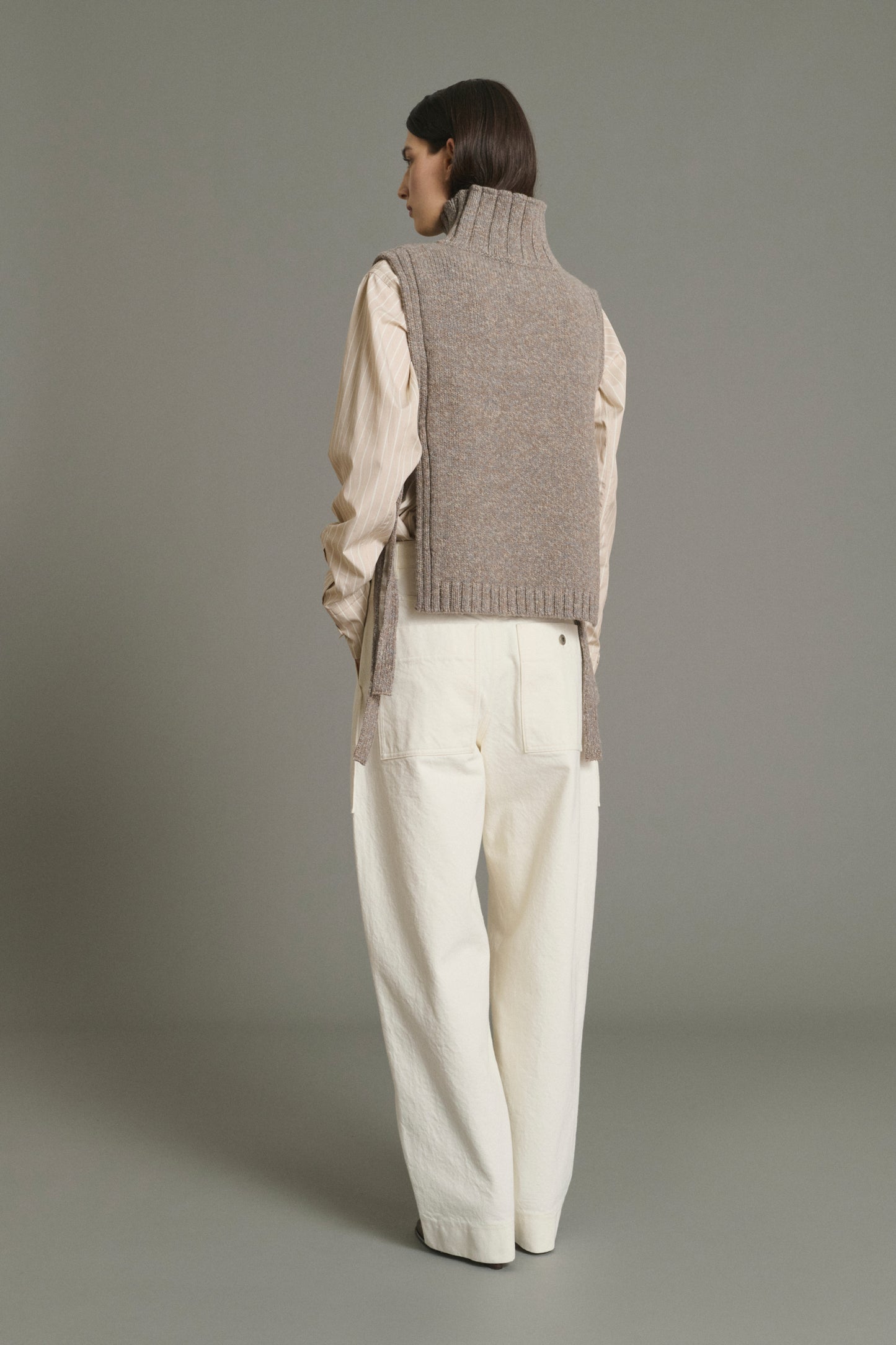 Pullover Or - Beige/Grey - Wool - Women