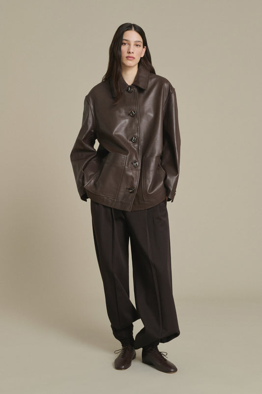Vincenzo Jacket - Taupe Smooth Leather Women - Soeur