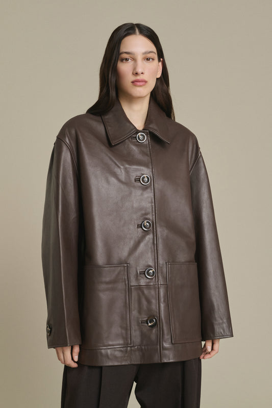 Vincenzo Jacket - Taupe Smooth Leather Women - Soeur