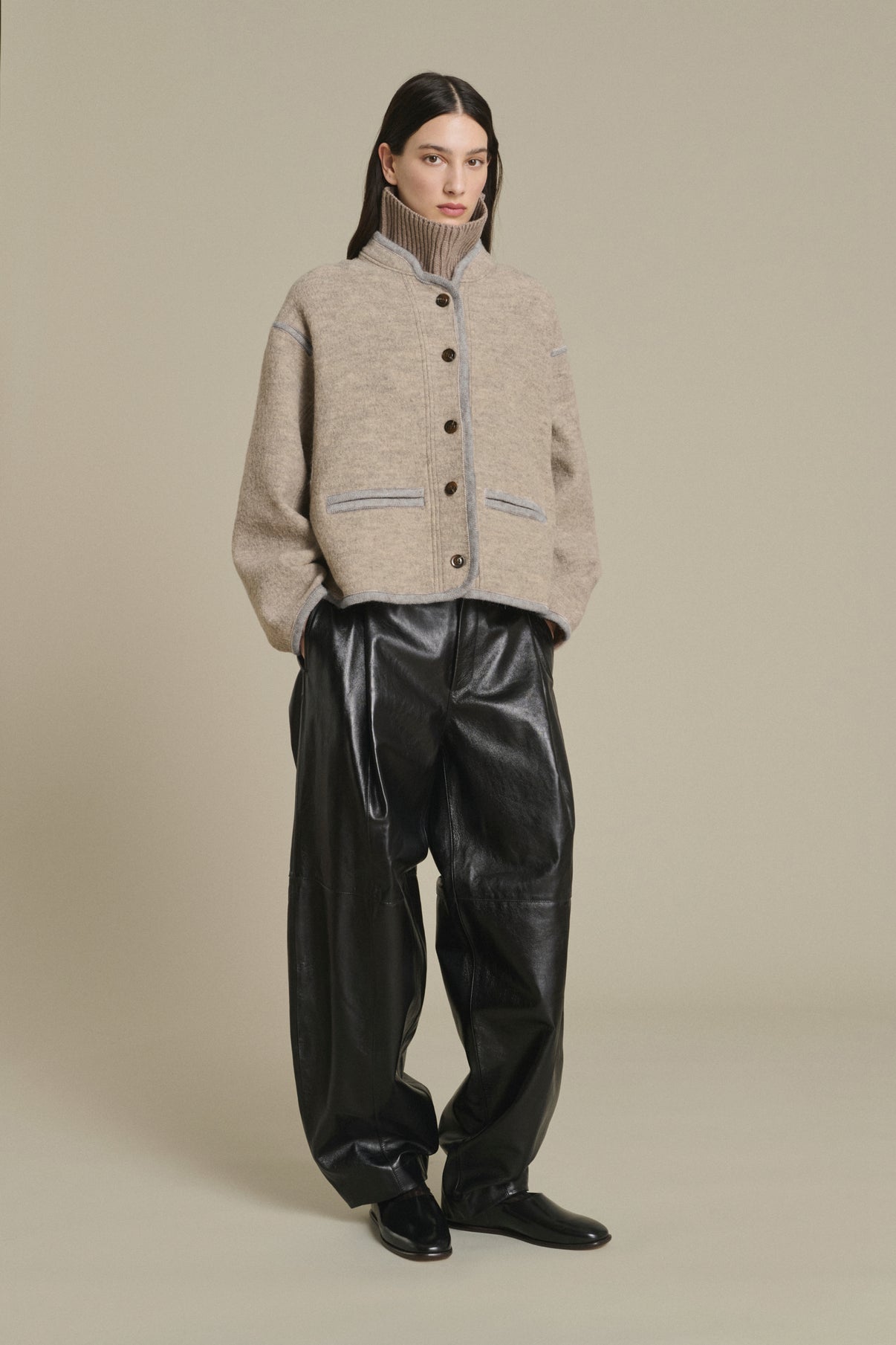 Olympe jacket - Beige/Grey - Wool - Women vue 1