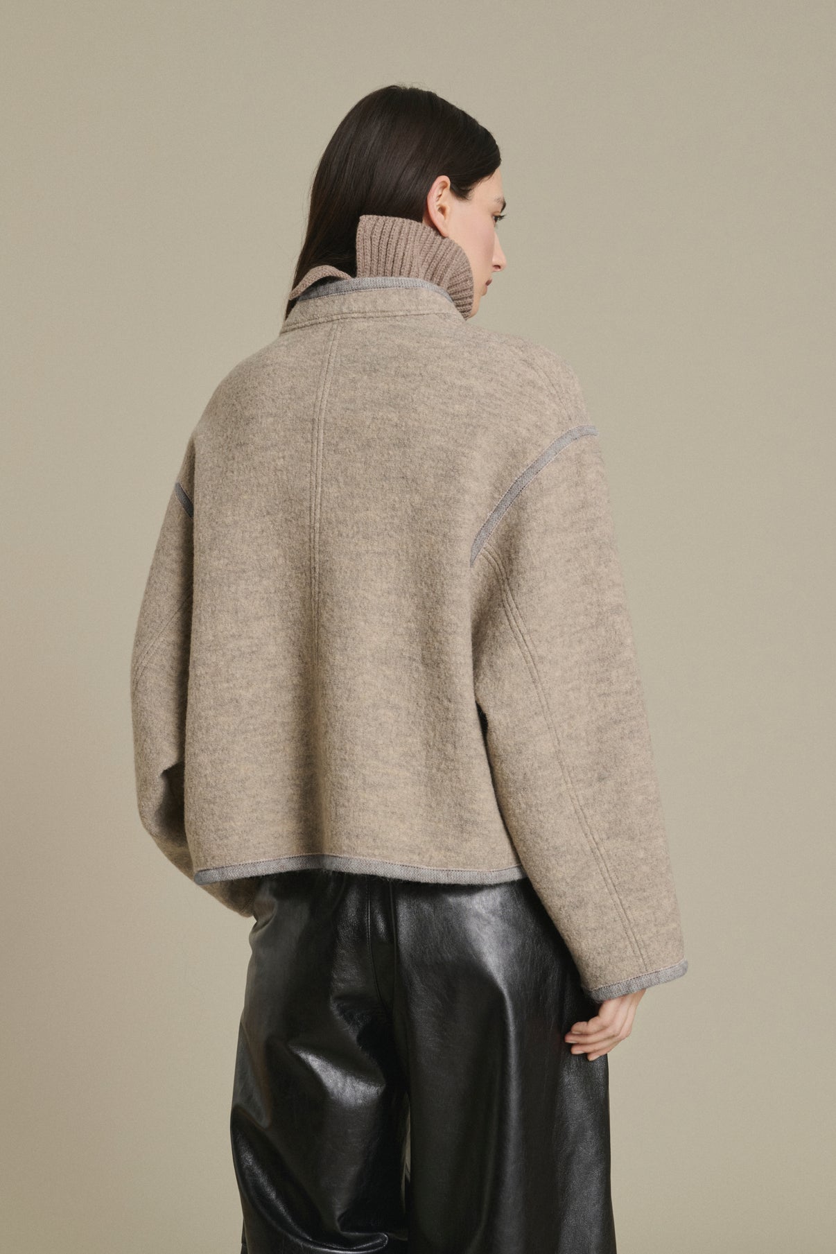 Olympe jacket - Beige/Grey - Wool - Women vue 4