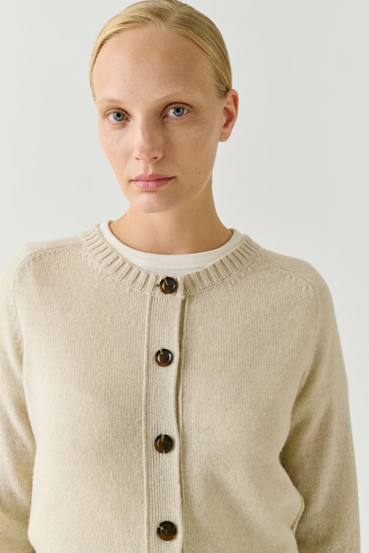 Virginia Cardigan - Écru Chiné - Merino Wool - Women vue 3