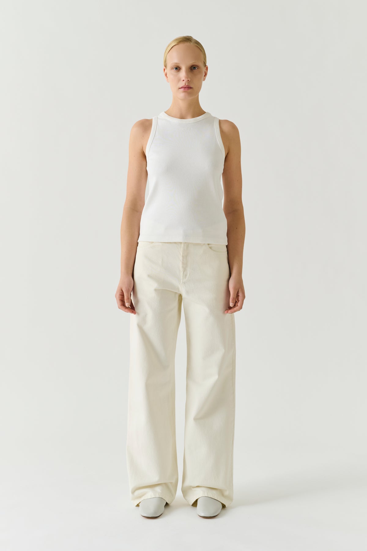 Dolly Vest Top - White Fine Ribbed Organic Cotton Women - Soeur vue 1