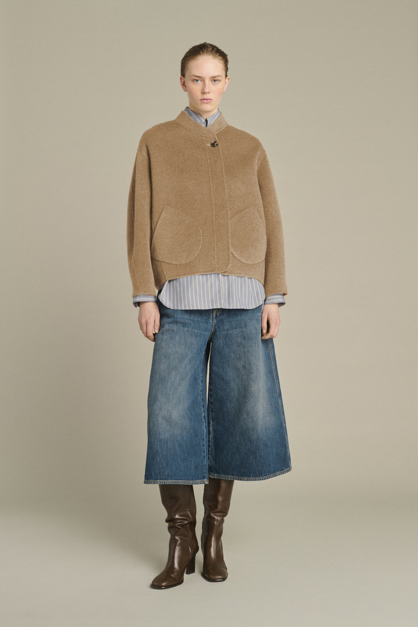 Windsor coat - Mottled camel - Wool - Women