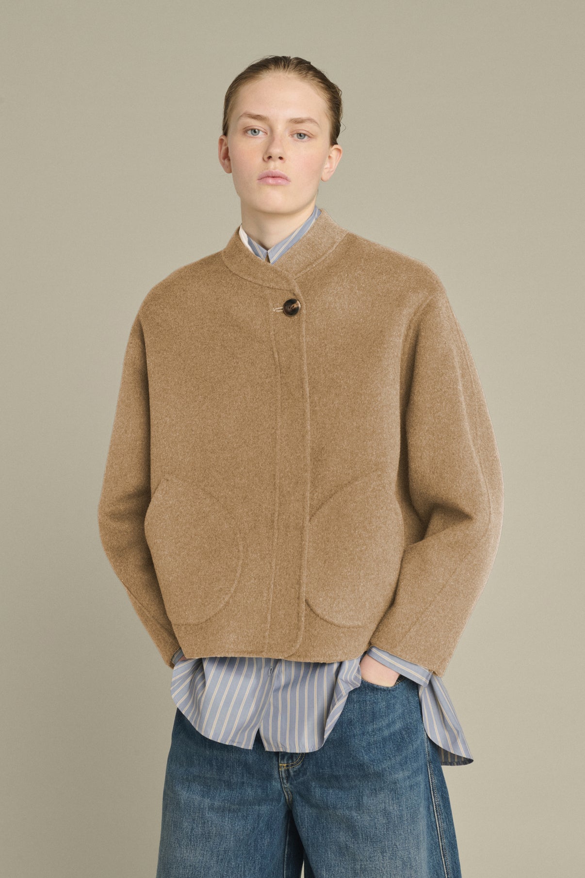 Windsor coat - Mottled camel - Wool - Women vue 1